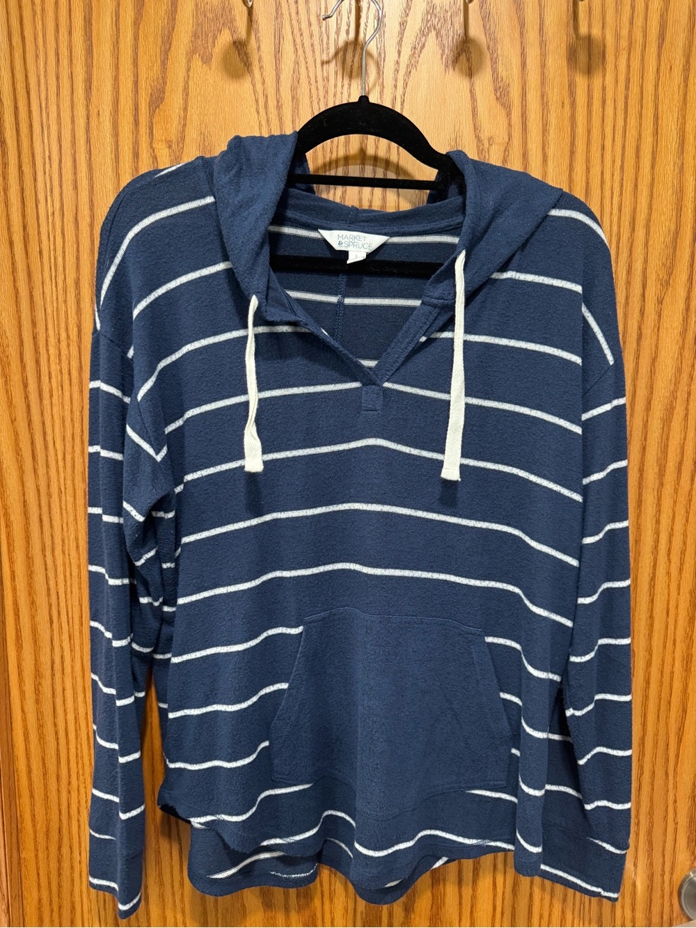 Market & Spruce Navy and White Striped Top